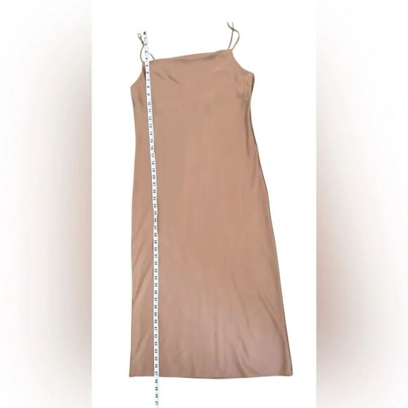 Banana Republic Satin Slip Dress S Tan Cowl Neck Midi Adjustable Straps NWT - Picture 8 of 10